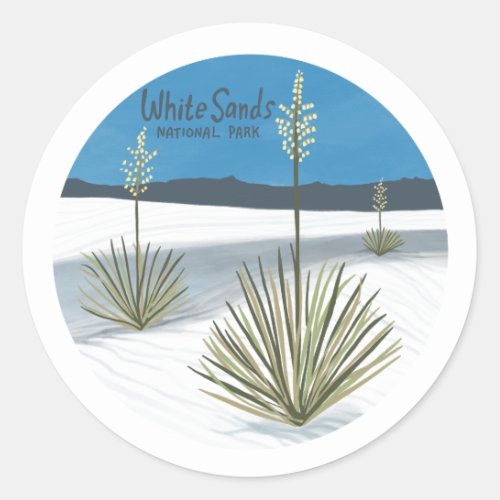 White Sands National Park New Mexico Gypsum Yucca Classic Round Sticker