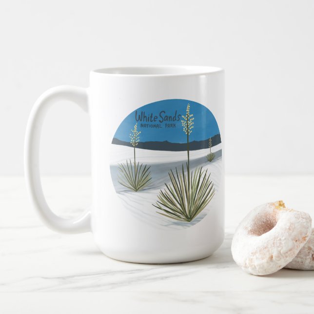 White Sands National Park New Mexico Gypsum Yucca Coffee Mug (With Donut)