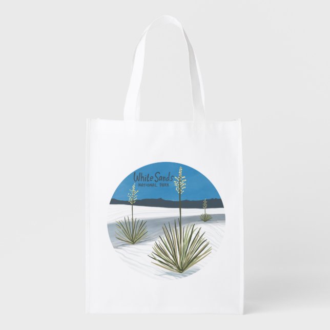 White Sands National Park New Mexico Gypsum Yucca Grocery Bag (Front)