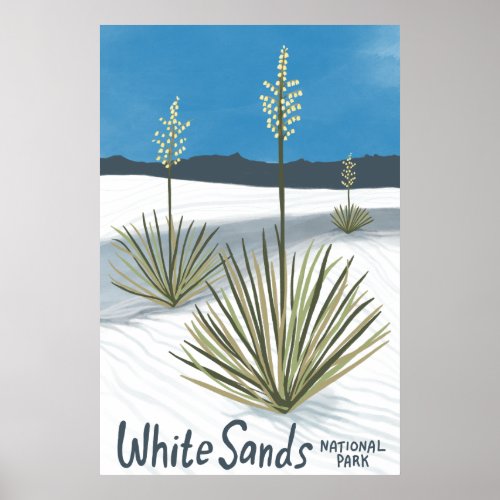 White Sands National Park New Mexico Gypsum Yucca Poster