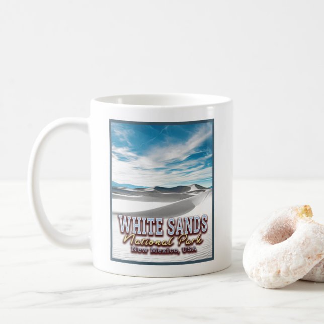 WHITE SANDS NATIONAL PARK - NEW MEXICO USA COFFEE MUG (With Donut)