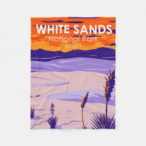 White Sands National Park New Mexico Vintage Fleece Blanket