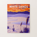 White Sands National Park New Mexico Vintage  Jigsaw Puzzle<br><div class="desc">White Sands vector artwork design. The park is located in the state of New Mexico and completely surrounded by the White Sands Missile Range.</div>