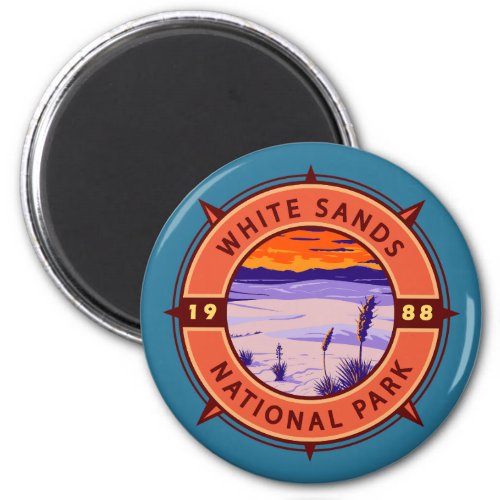 White Sands National Park Retro Compass Emblem Magnet