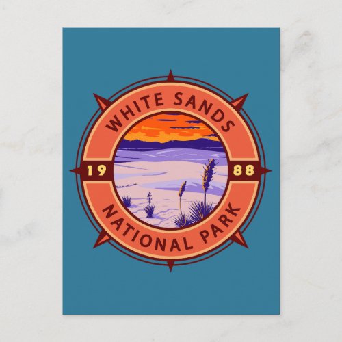 White Sands National Park Retro Compass Emblem Postcard
