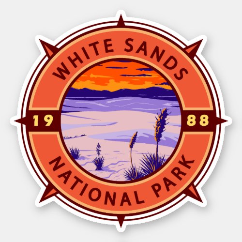White Sands National Park Retro Compass Emblem Sticker