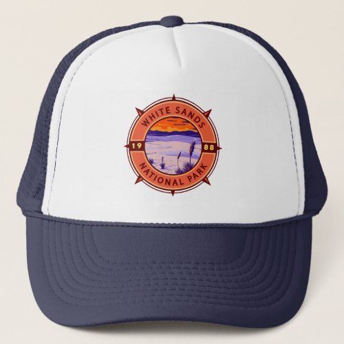 White Sands National Park Retro Compass Emblem Trucker Hat