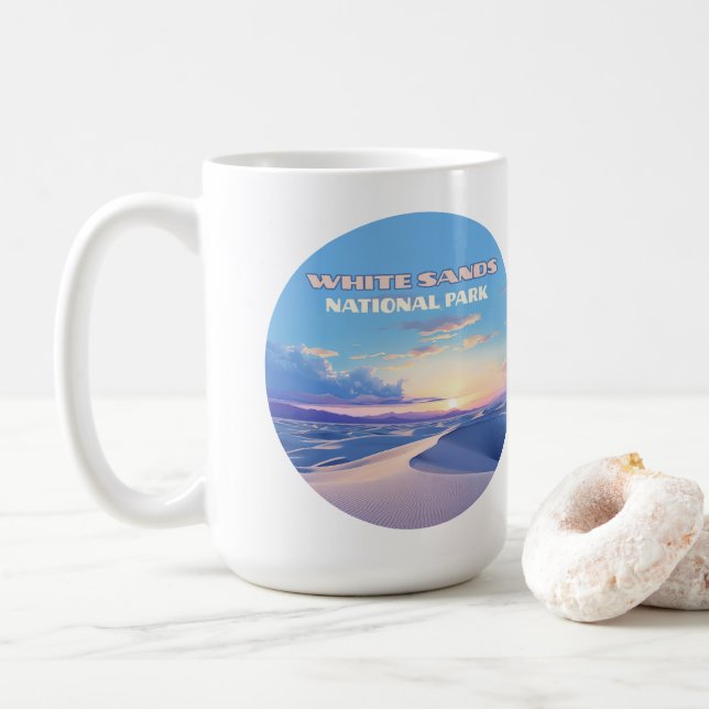 White Sands National Park Sunset Dunes New Mexico Coffee Mug (With Donut)