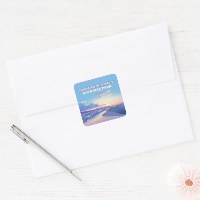 White Sands National Park Sunset Dunes New Mexico Square Sticker (Envelope)