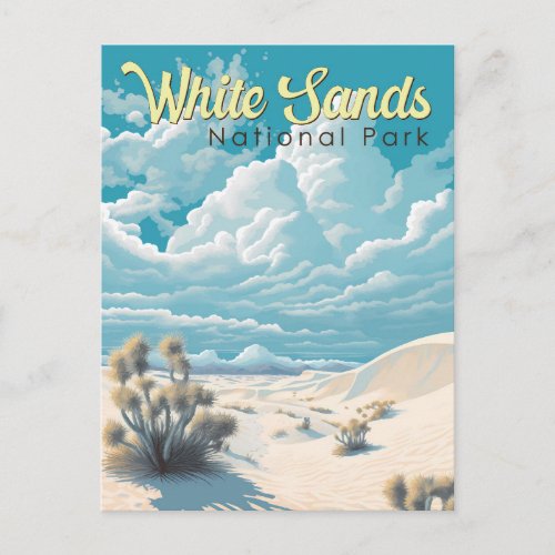 White Sands National Park Travel Art Vintage Postcard