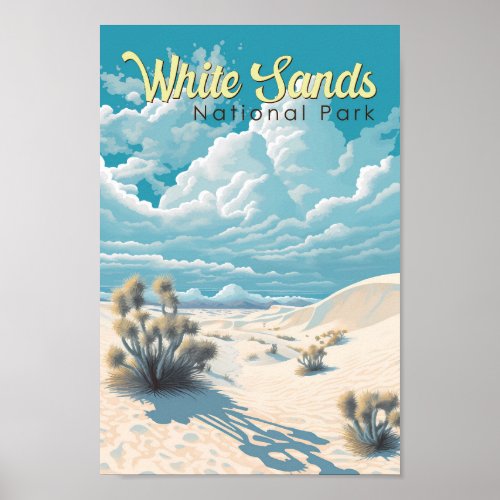 White Sands National Park Travel Art Vintage Poster