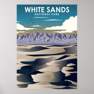 White Sands National Park Vintage Minimal Travel Poster