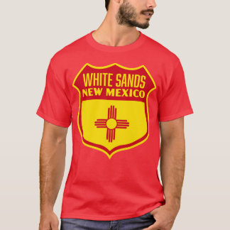 White Sands New Mexico Retro Flag Shield Red T-Shirt