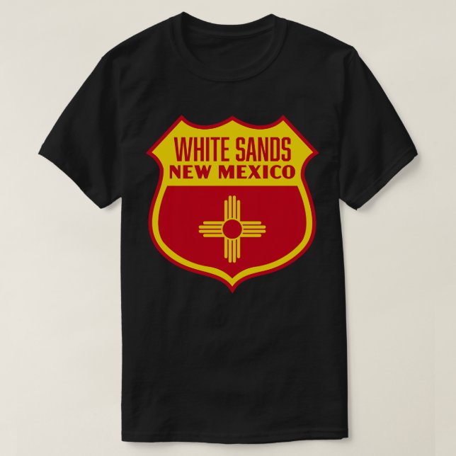 White Sands New Mexico Retro Flag Shield Yellow T-Shirt (Design Front)