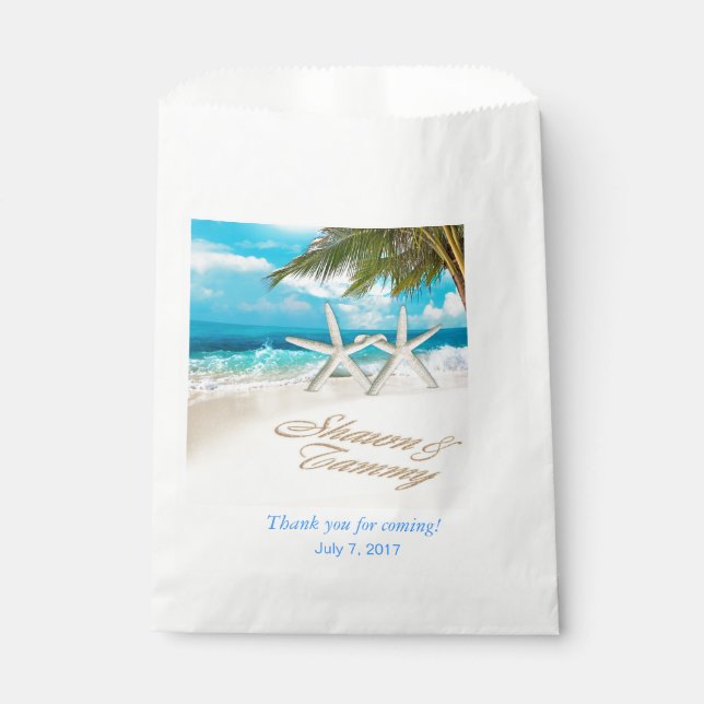 White Sands Starfish Beach Wedding Favor Bag (Front)