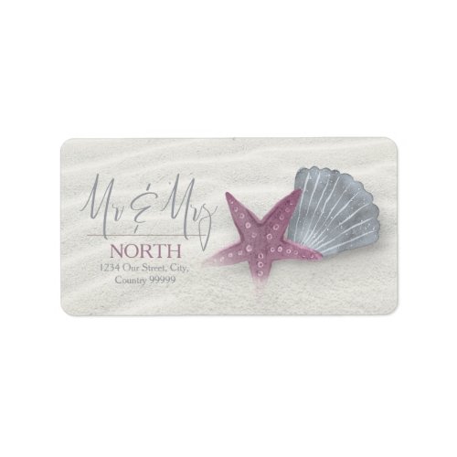 White Sands Starfish Mr and Mrs PlumBlue ID605 Label