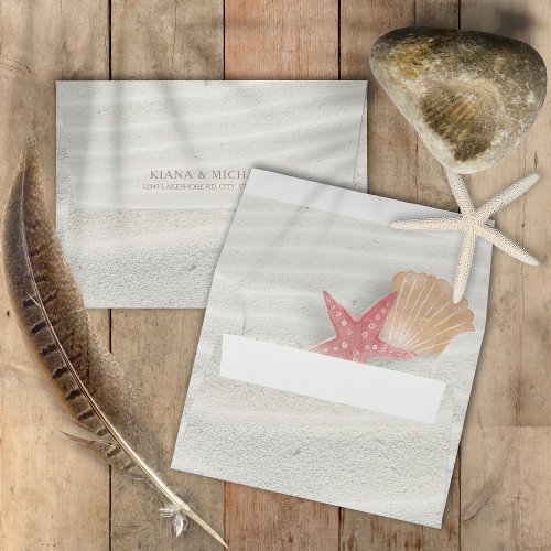 White Sands Starfish Wedding CoralPeach ID605 Envelope