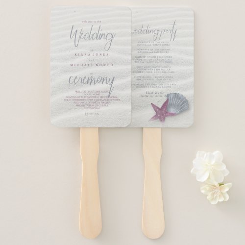 White Sands Wedding Program PlumSteel Blue ID605 Hand Fan