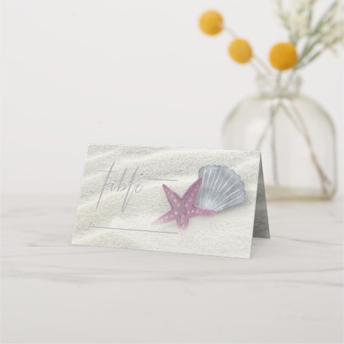 White Sands Wedding Table PlumSteel Blue ID605 Place Card