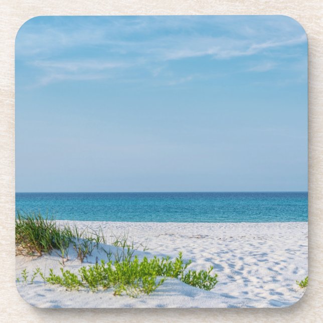White Sandy Beach Florida Coastline Beverage Coaster (Front)