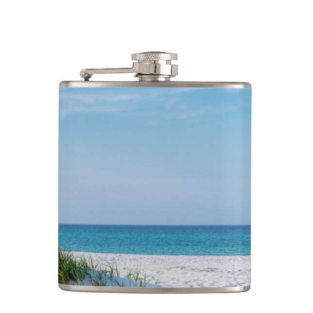 White Sandy Beach Florida Coastline Flask (Front)
