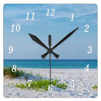 White Sandy Beach Florida Coastline Square Wall Clock