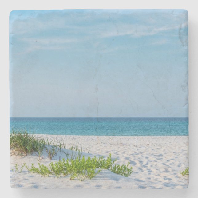 White Sandy Beach Florida Coastline Stone Coaster (Front)