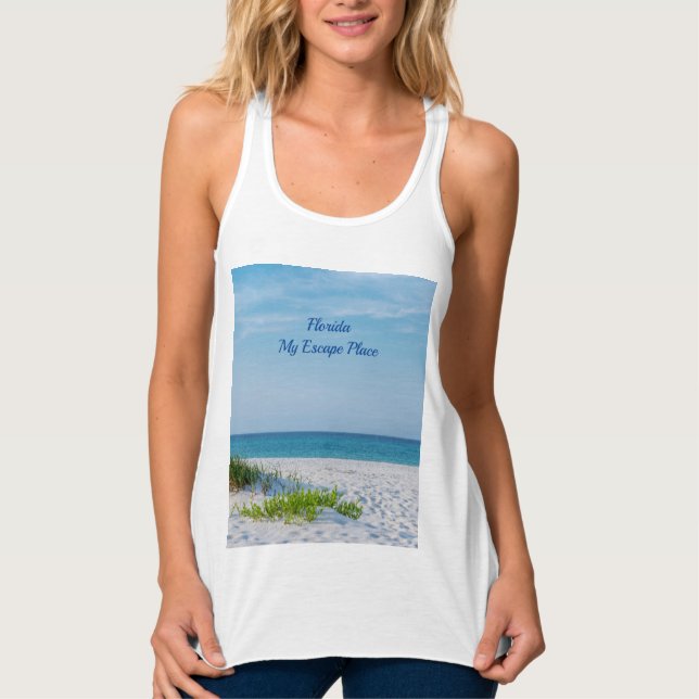 White Sandy Beach Florida Coastline Tank Top (Front)