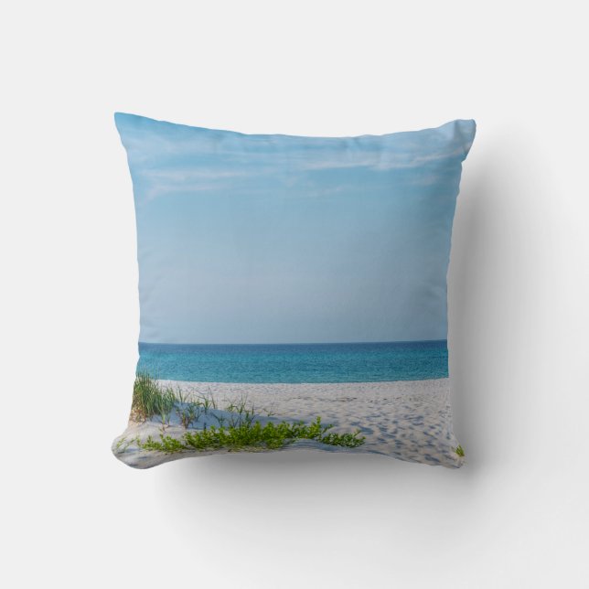 White Sandy Beach Florida Coastline Throw Pillow (Front)