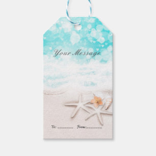 White Sandy Beach Starfish Blue Ocean Party Favor Gift Tags