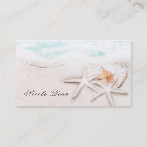 White Sandy Beach Starfish Blue Ocean Tropical Business Card
