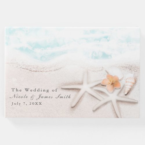 White Sandy Beach Starfish Blue Ocean Tropical Guest Book