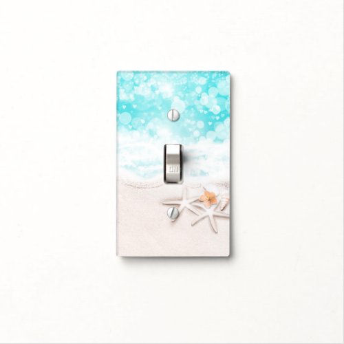 White Sandy Beach Starfish Blue Ocean Tropical Light Switch Cover