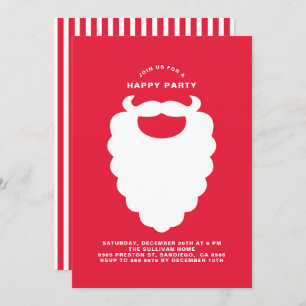 White Santa Beard Modern Holiday Party Invitation