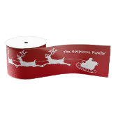 Red and White Christmas Deer 1.5 Inch Satin Ribbon