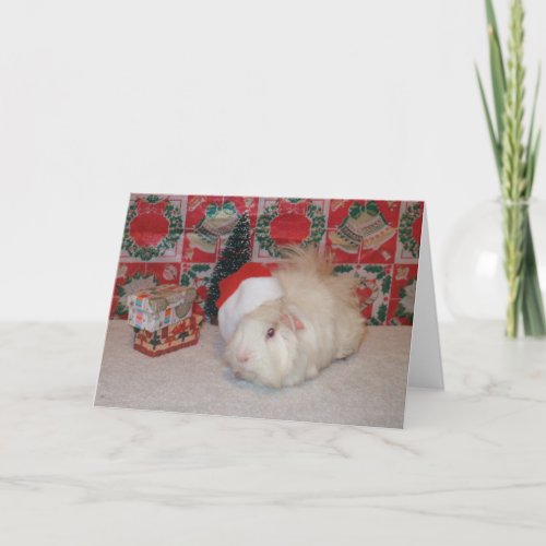 White Santa Pig Holiday Card