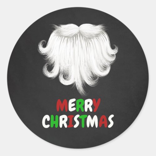 White Santas Beard Christmas Party Classic Round Sticker