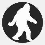 White Sasquatch Silhouette For Dark Backgrounds Classic Round Sticker