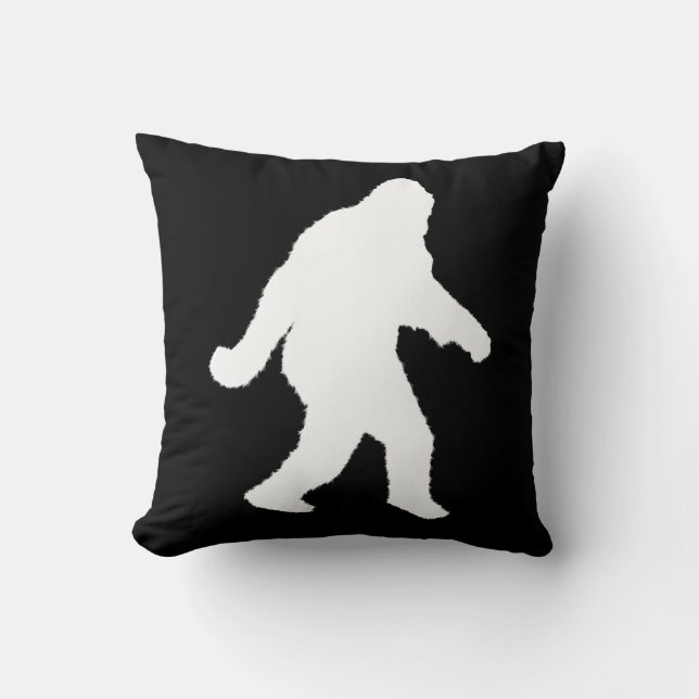 White Sasquatch Silhouette For Dark Backgrounds Throw Pillow (Front)