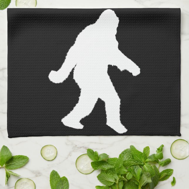 White Sasquatch Silhouette For Dark Backgrounds Towel (Folded)