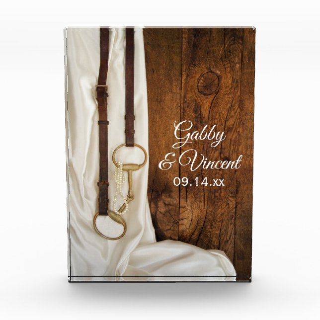 White Satin and Horse Bit Country Wedding Keepsake Award (Front)