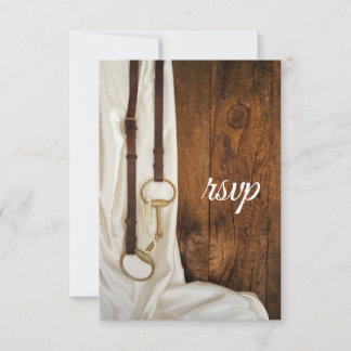 White Satin and Horse Bit Country Wedding RSVP Card
