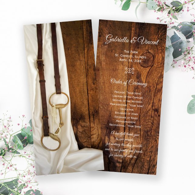White Satin and Horse Bit Western Wedding Program (Creator Uploaded)