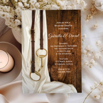 White Satin And Horse Bit Western Wedding Shower Invitation by loraseverson at Zazzle