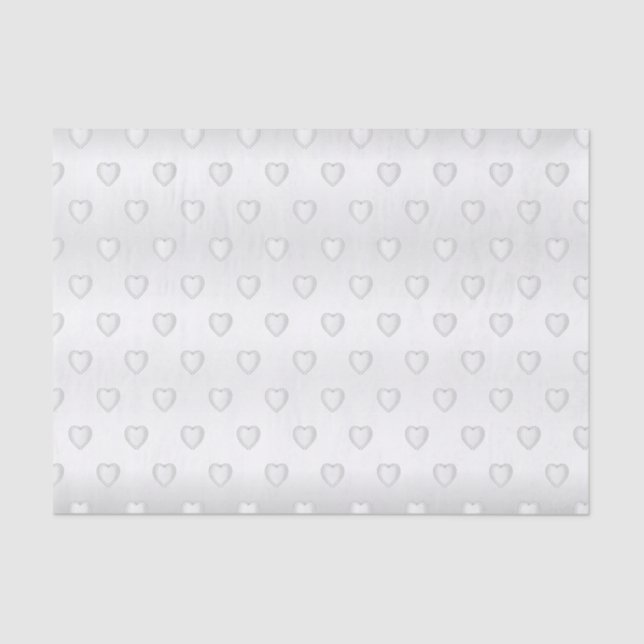 White Satin Diamond Hearts Tissue Paper (Front)