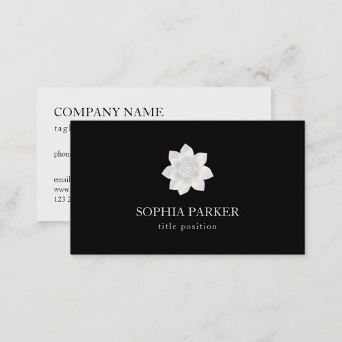 White Satin Flower Reversible Business Card