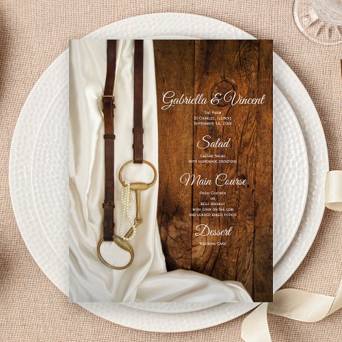 White Satin Horse Bit Country Western Wedding Menu