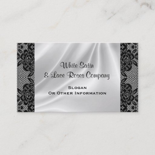 Customizable White Satin & Lace Business Cards