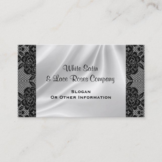 White Satin & Lace Business Cards (Front)