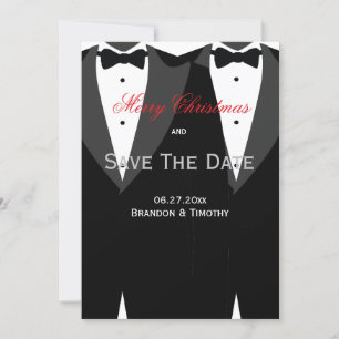 White Save The Date Christmas Cards Gay Wedding